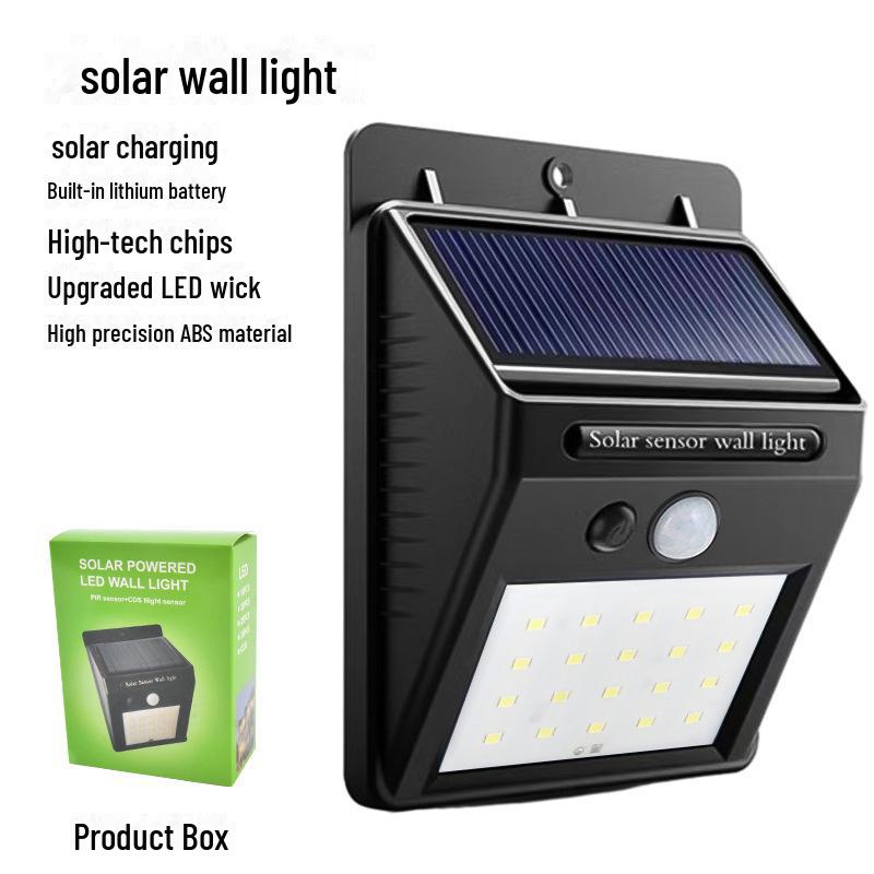 

102-светодиодный настенный светильник на солнечной батарее с датчиком движения для наружного использования