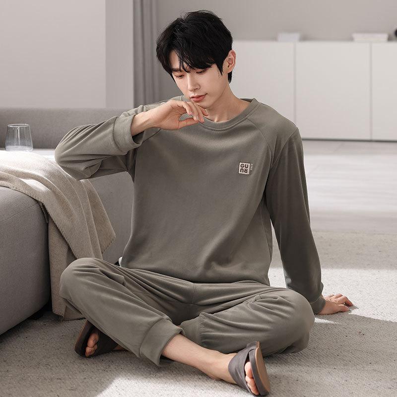 Men'S Pajamas Autumn And Winter Island Fleece Thin Fleece Men'S Spring And Autumn Large Size Coral Fleece Loungewear Set