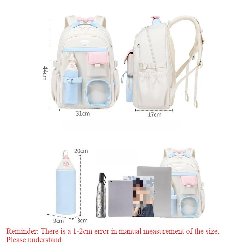 Zaini per Bambini Scuola Primaria Classi 3-6 Ragazza Rosa Studente Scuola Media Borse Scolastiche Impermeabili Zaino con Manico Festival delle Farfalle con Astuccio