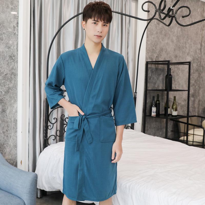 Japanese Style Thin Yukata Pajamas for Spring & Summer - Unisex Plus Size Bathrobe for Women & Men, 200 Jin Beauty Salon, Autumn Pajamas.