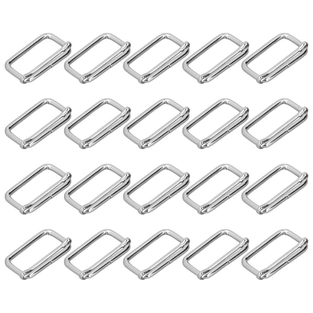 20Pcs Metal Rectangle Adjuster Durable Fadeless Exquisite Wide Application Metal Buckle for Clothes