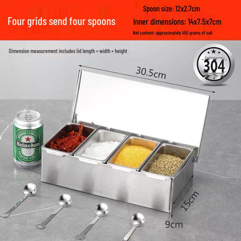 

Tianze 304 Stainless Steel Spice Container Set with Flip Lid