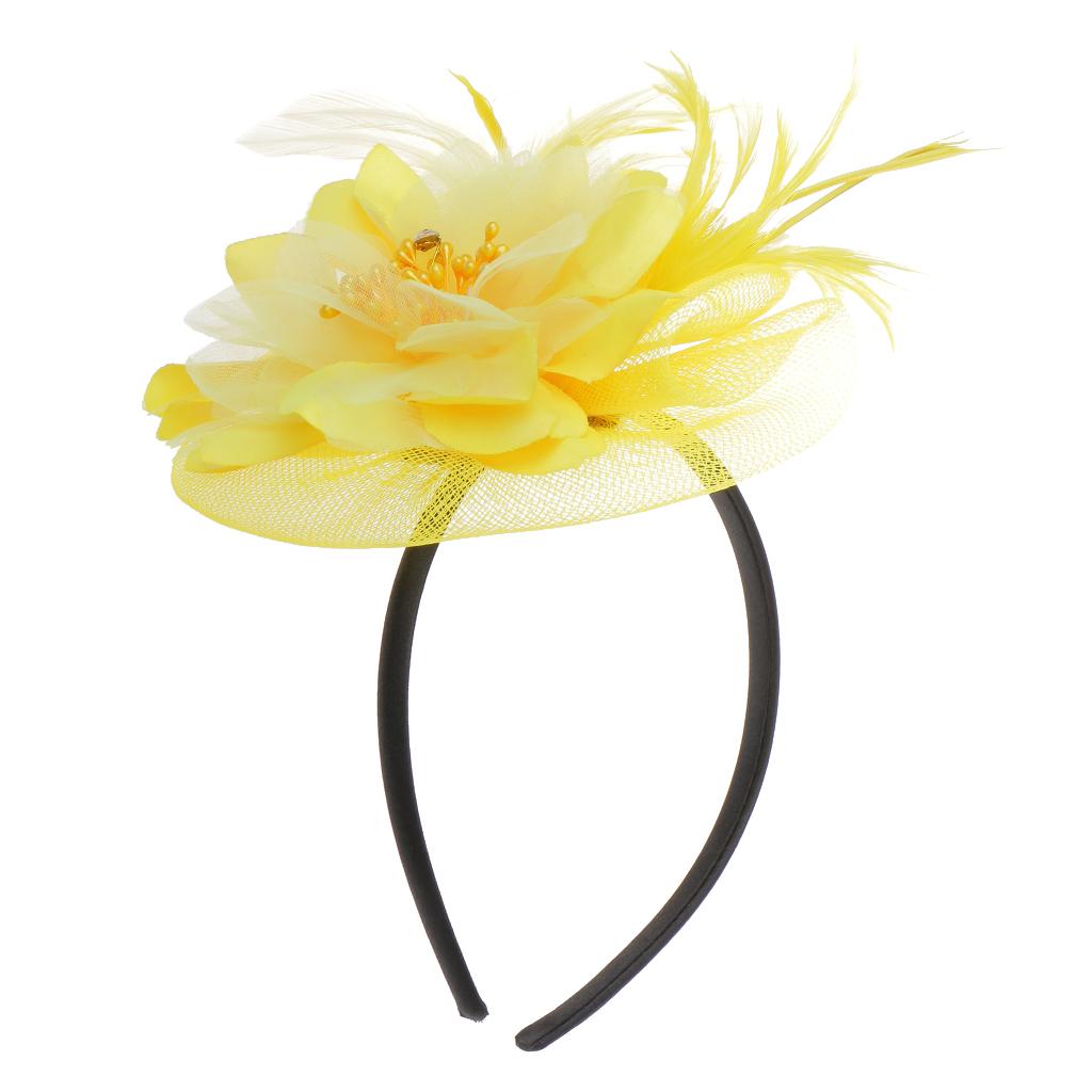 Fancy Dress Feather Fascinator Flower Veil Hat Hairband Party Costume
