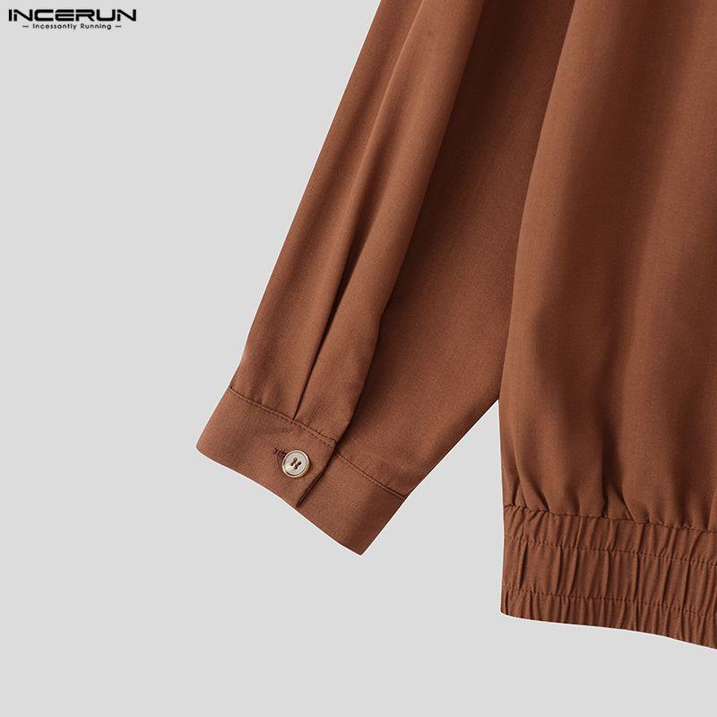 INCERUN Spring Men Lapel Neck Long Sleeve Buttons Casual Loose Thin Jackets Coats