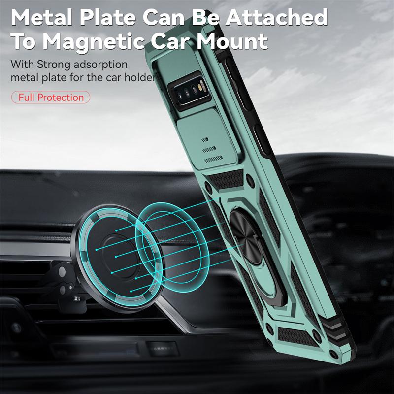 Για Samsung Galaxy S10 S10 Plus Θήκη Αντικραδασμική Θωράκιση Συρόμενη Προστασία Κάμερας Θήκη Τηλεφώνου Για Samsung S10 S10+Plus Κάλυμμα με Δαχτυλίδι Στήριξης