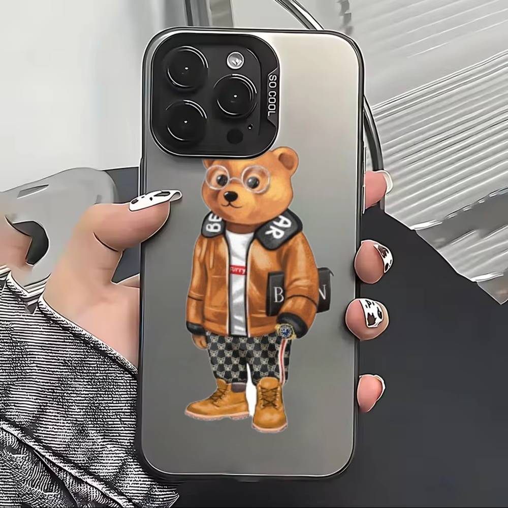 Fashion B-Baron Filou B-Bear Phone Case For iPhone 17,16,15,14,13,12,11 Plus,Pro Max,XS,Colorful Silver Black Cover