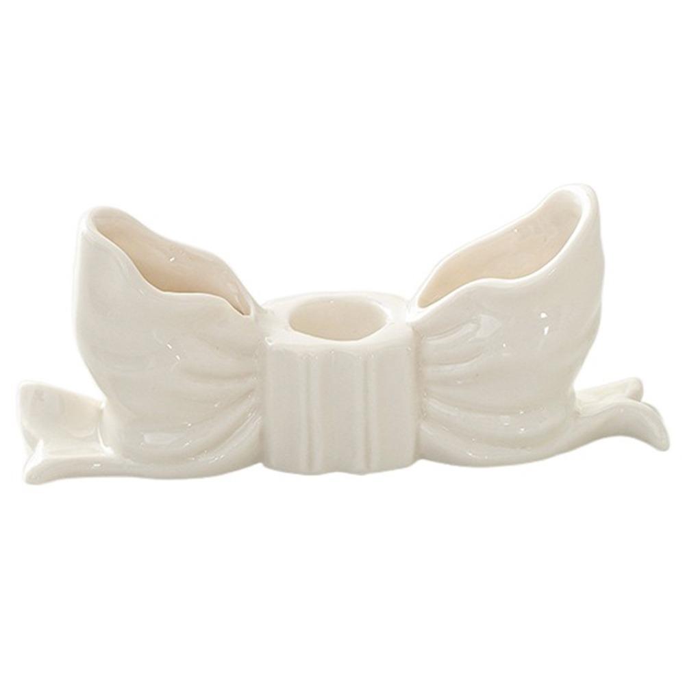 

Romantic Long Candle Candlestick INS Candle Stands Ceramic Bow Candle Holder Home Room Decor белый