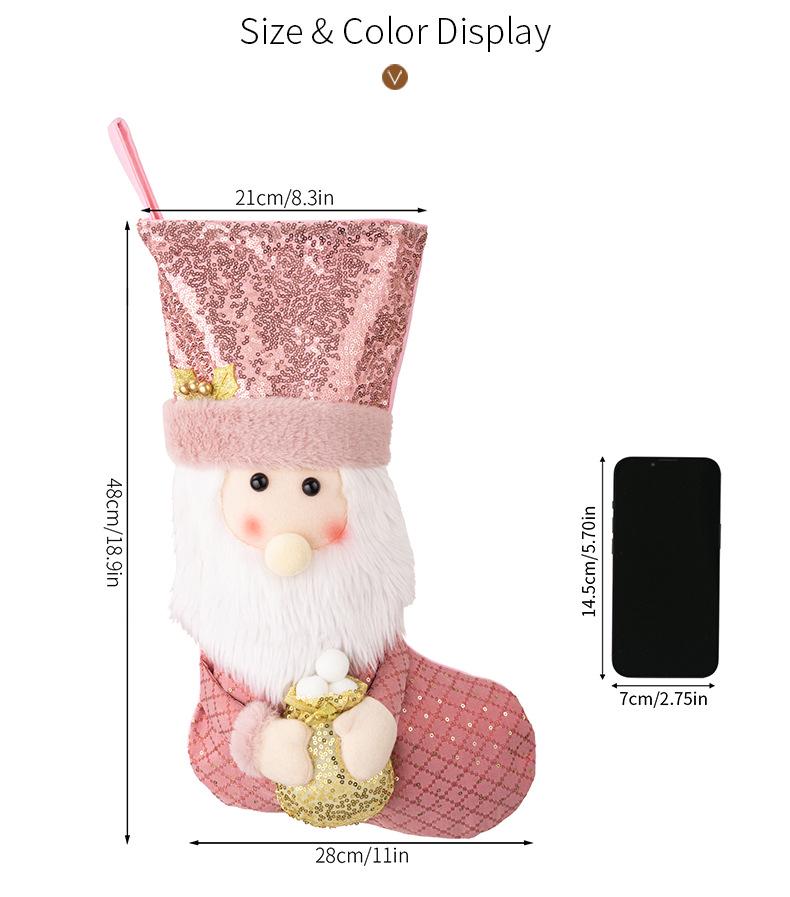 European Style Pink Sequin Christmas Stocking