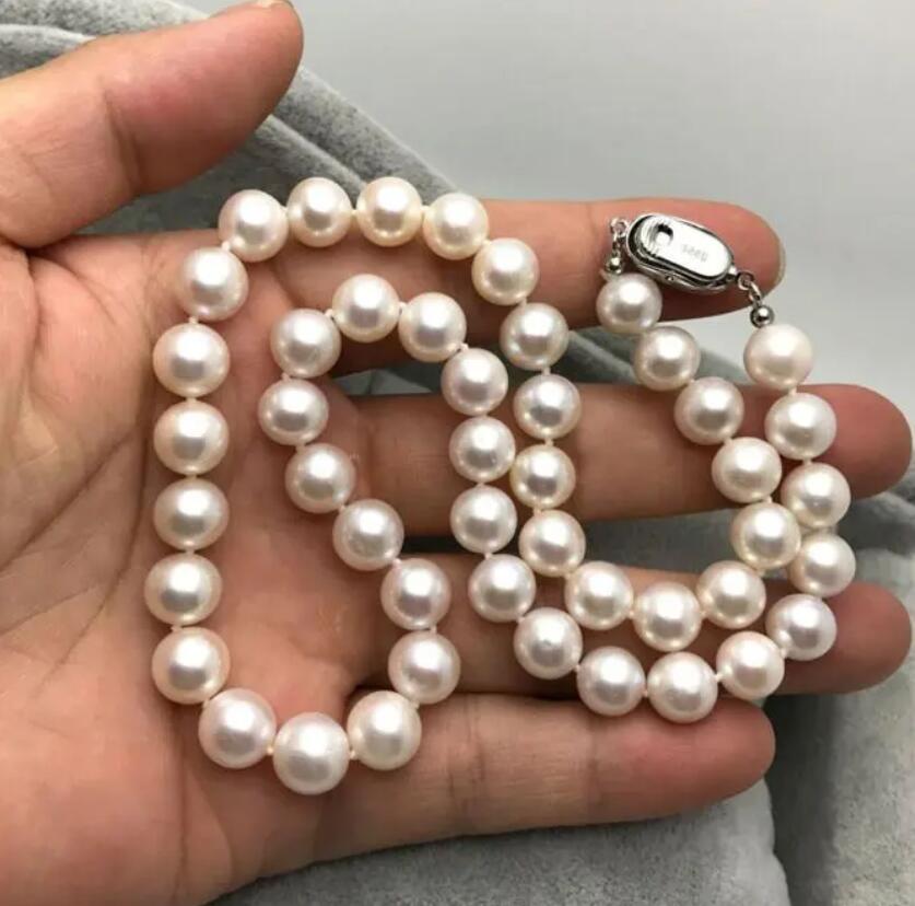 

Ожерелье из натурального пресноводного жемчуга 8-9 мм ожерелье из белого жемчуга 18-ДЮЙМОВЫЕ ЮВЕЛИРНЫЕ ИЗДЕЛИЯ