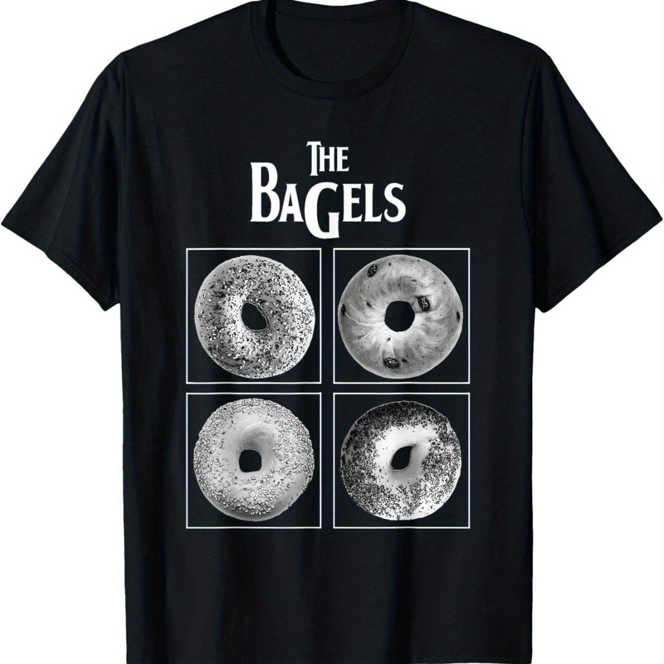 

Fun The Bagels Beatles Parody Graphic Tee Men s Casual Short Sleeve Cotton T-Shirt Daily Wear 4XL