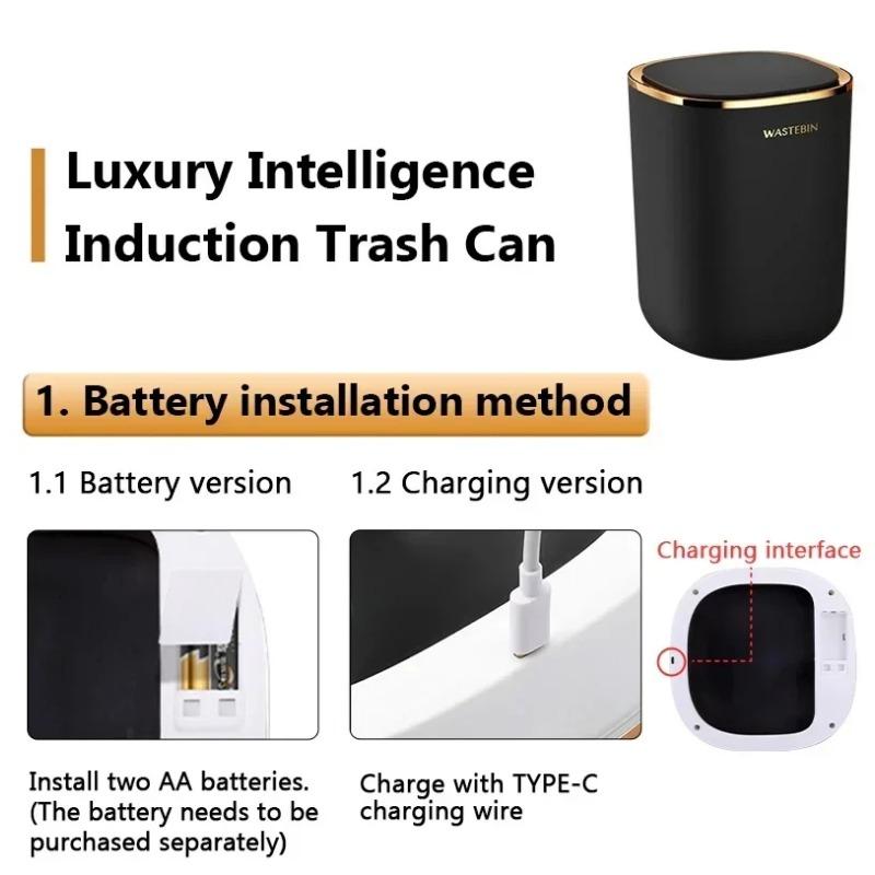 12L Smart Sensor Bathroom Trash Can Luxury Garbage Bucket Automatic for Trash Bin for Kitchen Toilet Smart Home Wastebasket