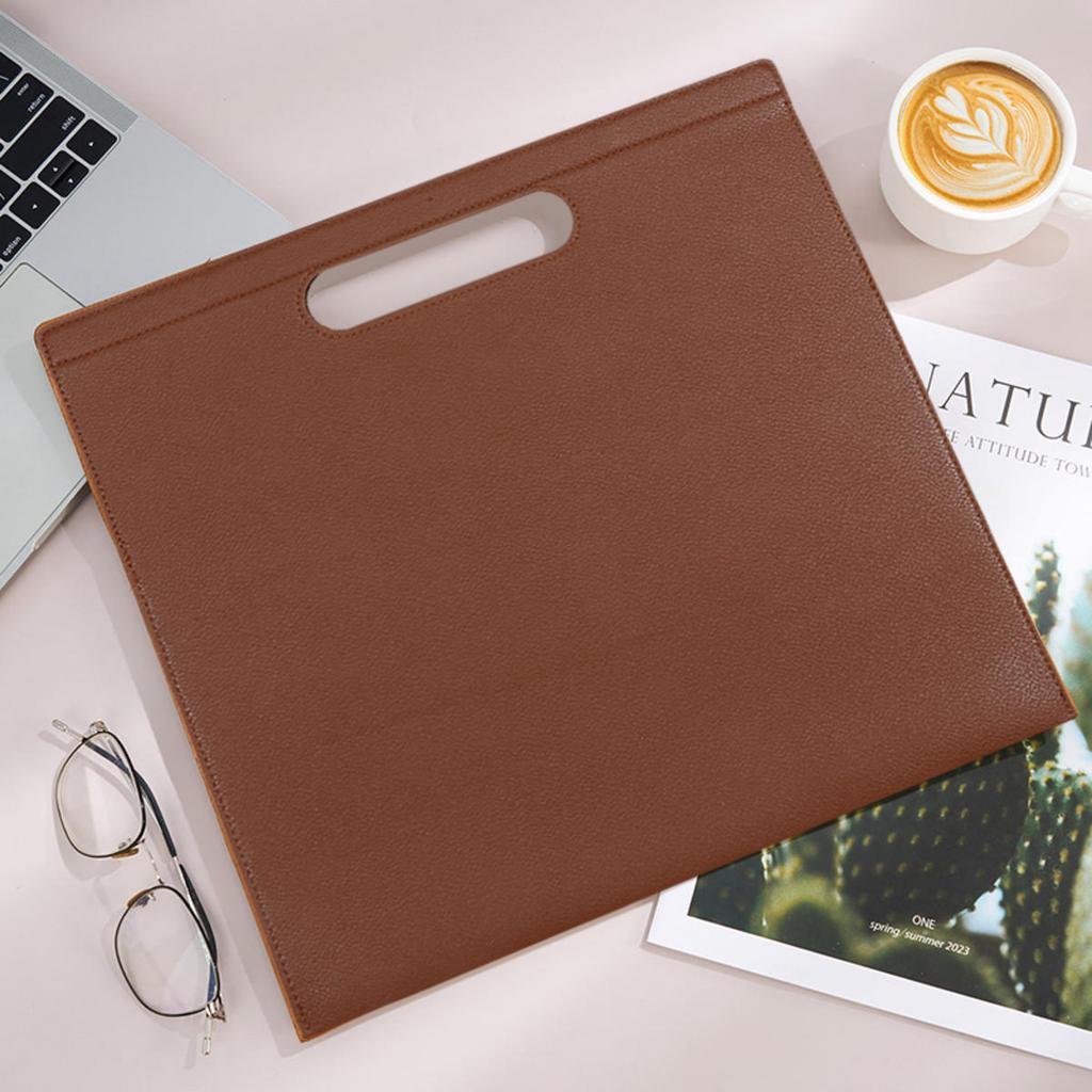 Leather Business File Holder Large Capacity Document Bag  Leather Handbag Magnetic Tablet Bag Birthday Gift