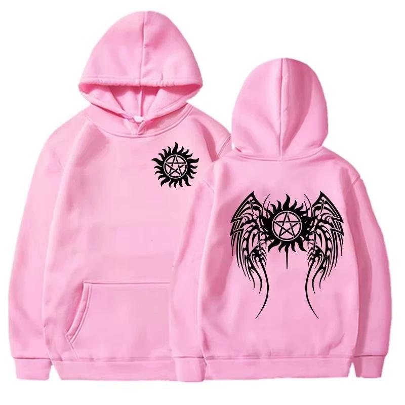 Spring and Autumn Fashionable Hoodie Fun Supernatural Crow Wings Printed Harajuku Sweater Men and Women Long  Hoodie