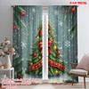 2pcs,2D Plane Printing Contemporary Curtains Christmas Tree Snow Ornaments_a Versatile Polyester Fabric (without Rod) Room Decor