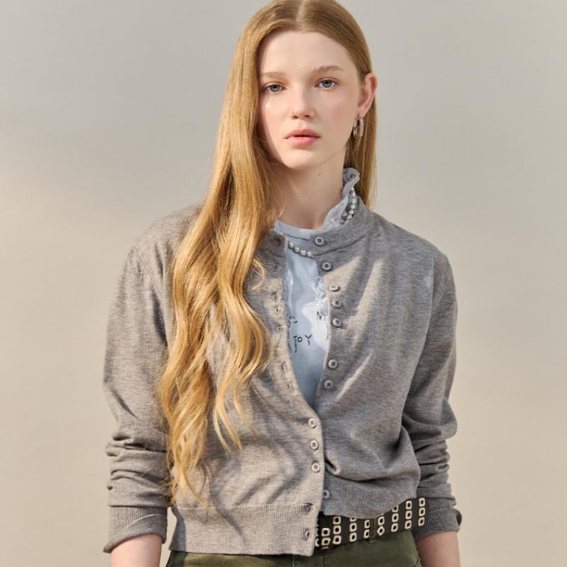 MAXZA Unbalanced Button Round Neck Cardigan Zf03qd003na