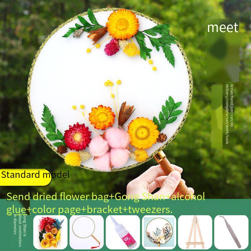 DIY Preserved Fresh Flower Hand Fans Creative Party Gift Home Decoration Fashion Decorative Chinese Japanese Fan Versatile New