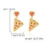 Creative Rhinestone Pizza Shaped Drop Earrings for Women Personality Metal Gold Plated Zircon Heart Earrings Daily Wear Jewelry