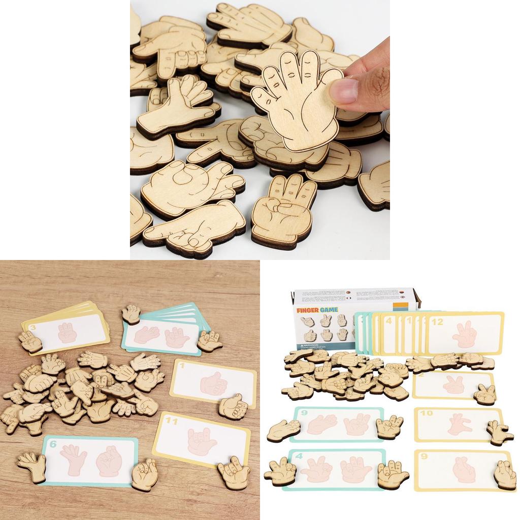 Wooden Gesture Shape Matching Blocks Educational Toy For Kids Learning And Development