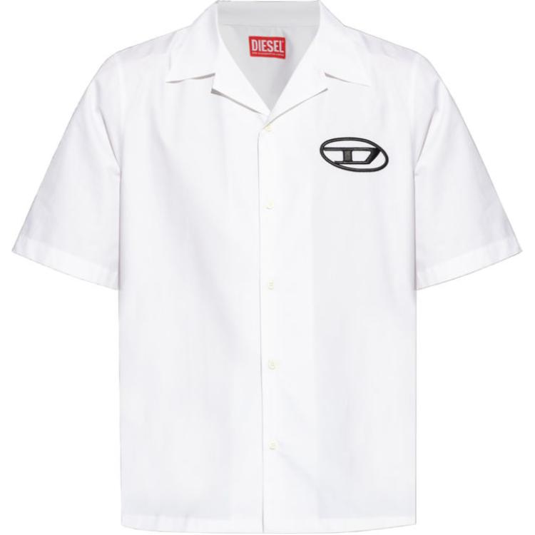 Diesel Logo Button Cuban Collar Short