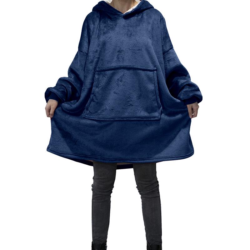 Unisex Winter Fleece Robe - Thick, Warm, Outdoor & Home Mid-Length for Couples