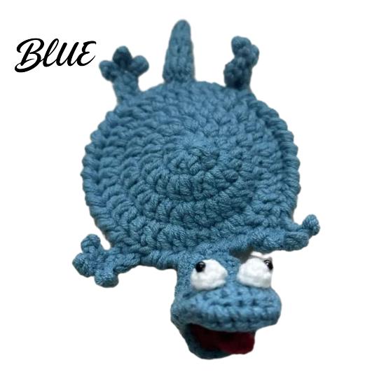 Fun Drink Coaster Lizard Coaster Handmade Crochet Animal Cup Mat Cute Soft Knitted Little Coasters for Desk Funny Stress Relief Gift Women Men Hot