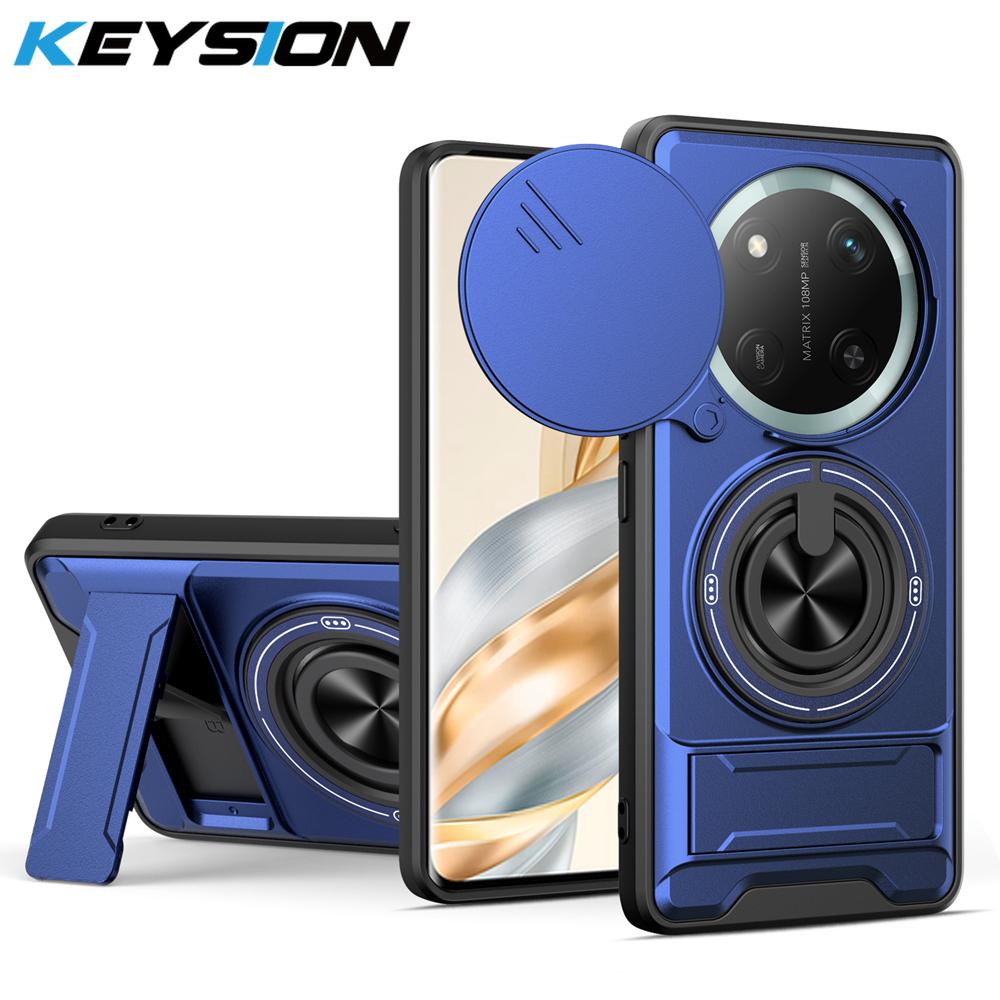 KEYSION Magnetic Phone Case for Honor X9c 5G Slide Camera Protection Upright Kickstand Shockproof Back Cover for Magic 7 Lite 5G