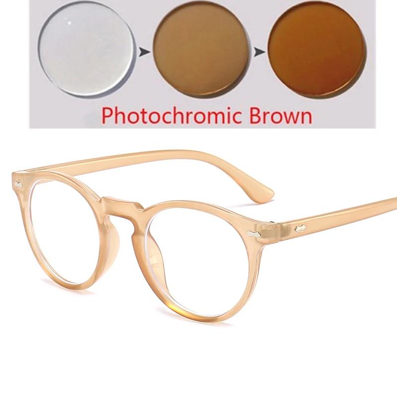 0 -0.5 -0.75 To -6 Tea Lens Oval Polarized Myopia Sunglasses Men Women Plastic Rivet Frame Minus Degree Prescription Sun Glasses