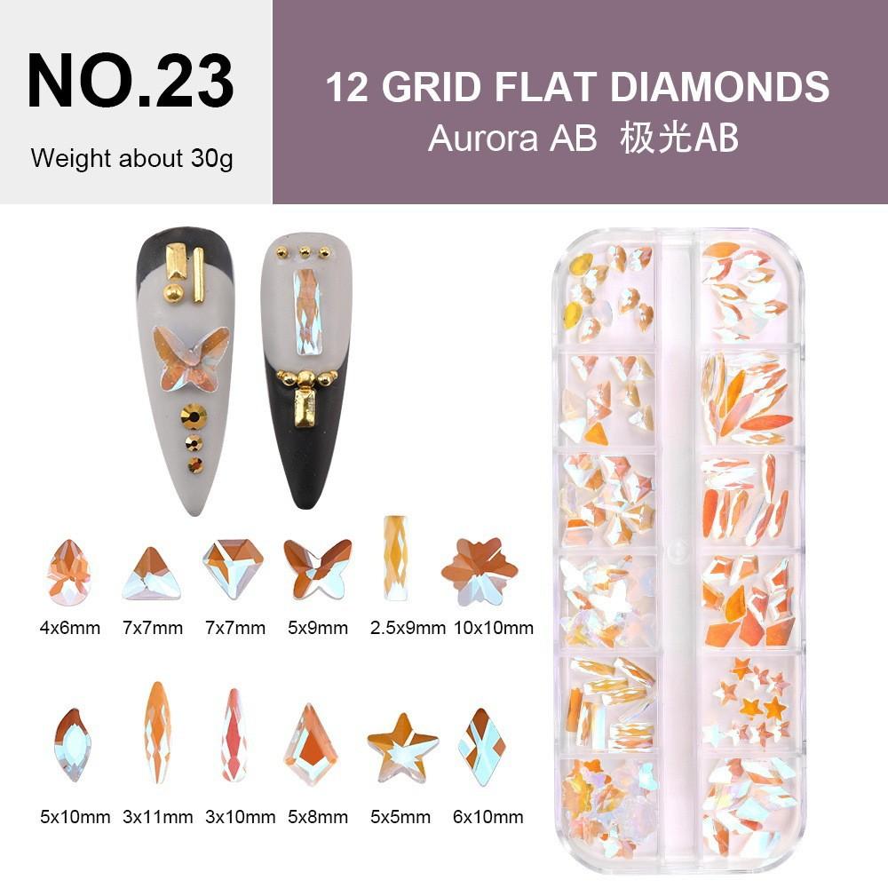Amazon 12 Grid, Manicure Diamond Special-Shaped Flat-Bottomed Rhinestone, Manicure Jewelry Diamond Diy Nail Decoration