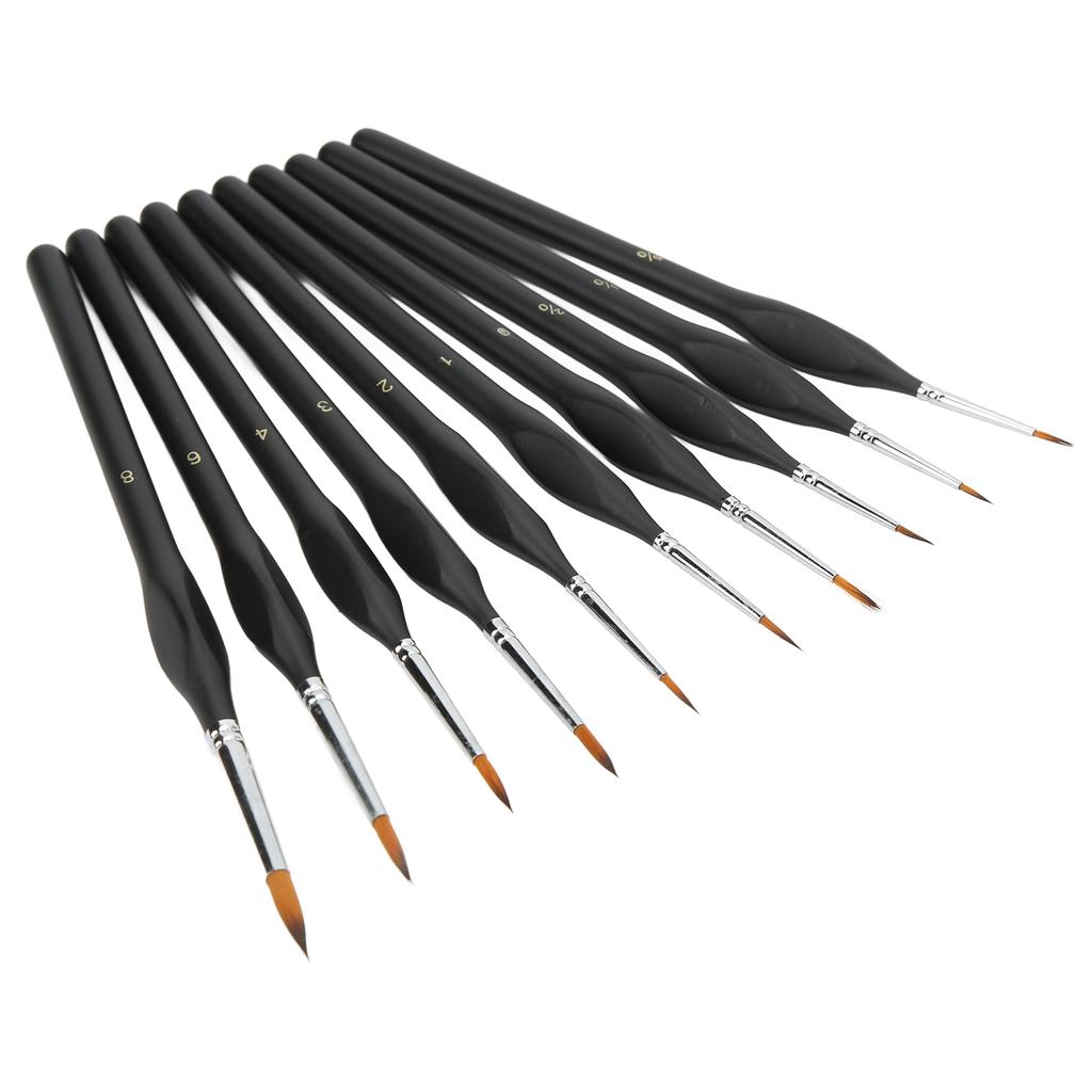 10Pcs Detail Paint Brushes Set Ergonomic Handle Soft Nylon Good Adsorbability Wide Application