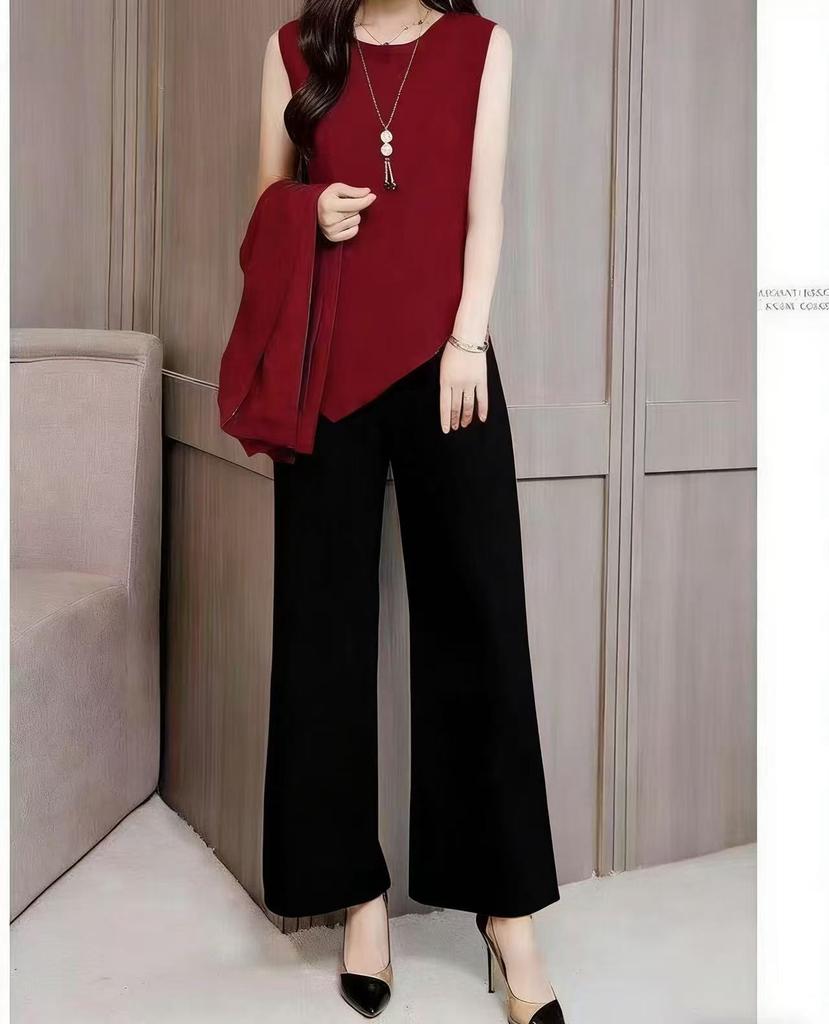 Women's Loose Fit Three-Piece Matching Set Long Sleeve Cardigan Wide Leg Pants Casual Outfit Set