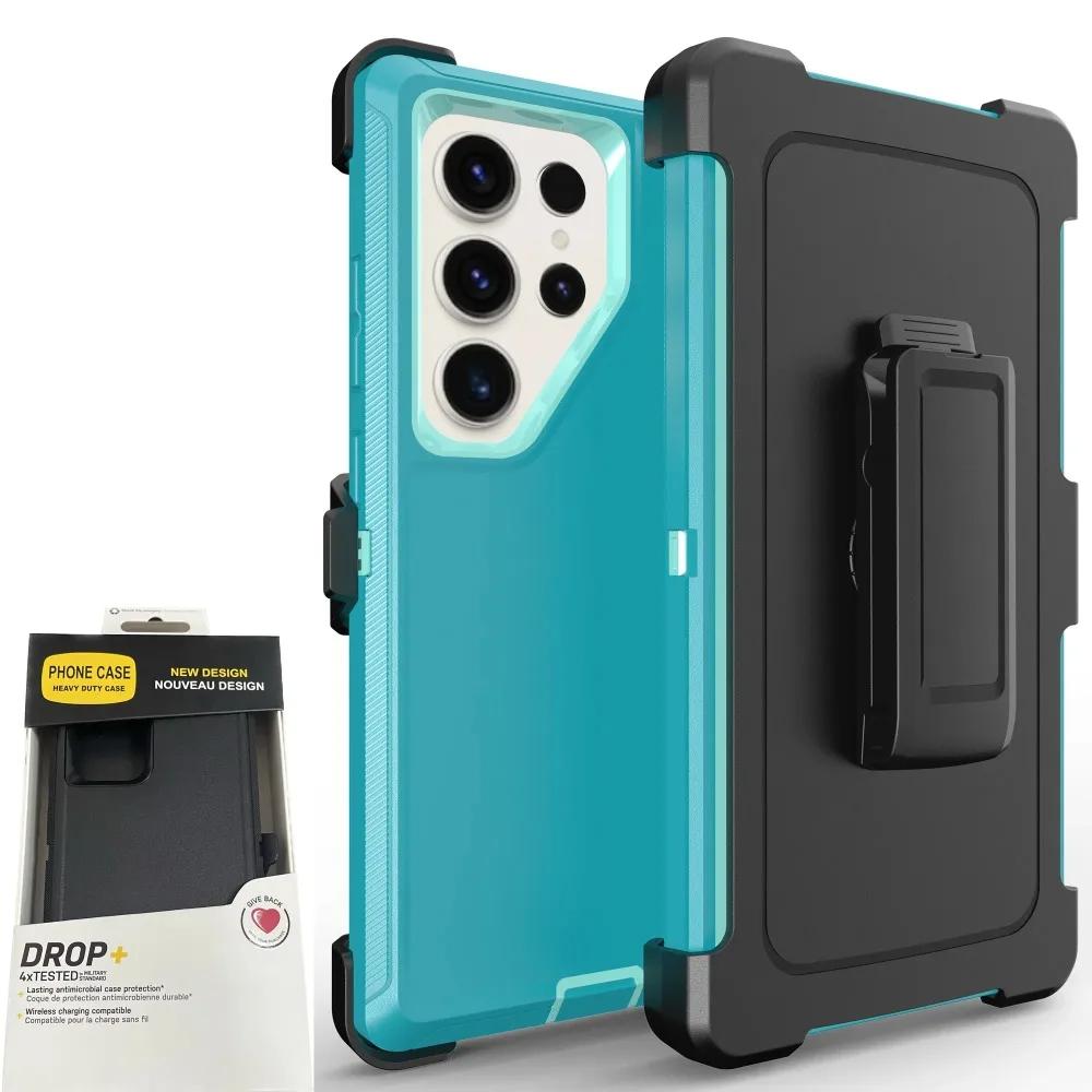 Heavy Duty Defender Series Otther Armor Box Case for Samsung S25 Ultra Plus FE S24 S23 S22 S21 S20 Protect Rugged Cover with Box For Iphone 17 16 Pro