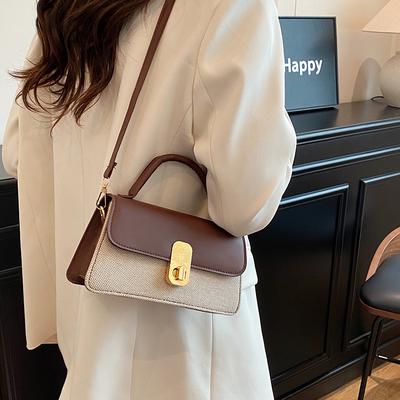 Retro kontrastfarbene Patchwork-Damenhandtasche neue Frühjahrs- und Sommer-Nischen-Mode-Umhängetasche Mode-Handtasche