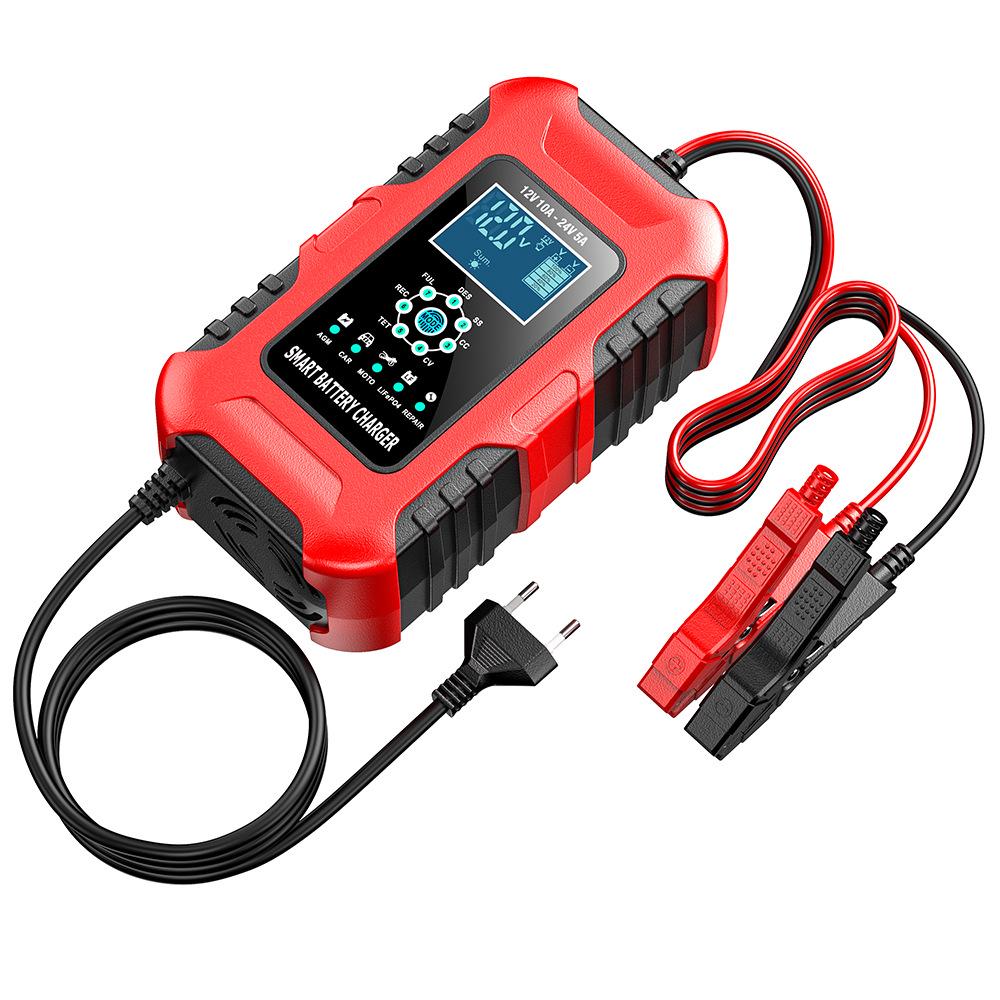 12V/24V 10A Multifunction Smart Charger for Motorcycle, Car & Van Repair