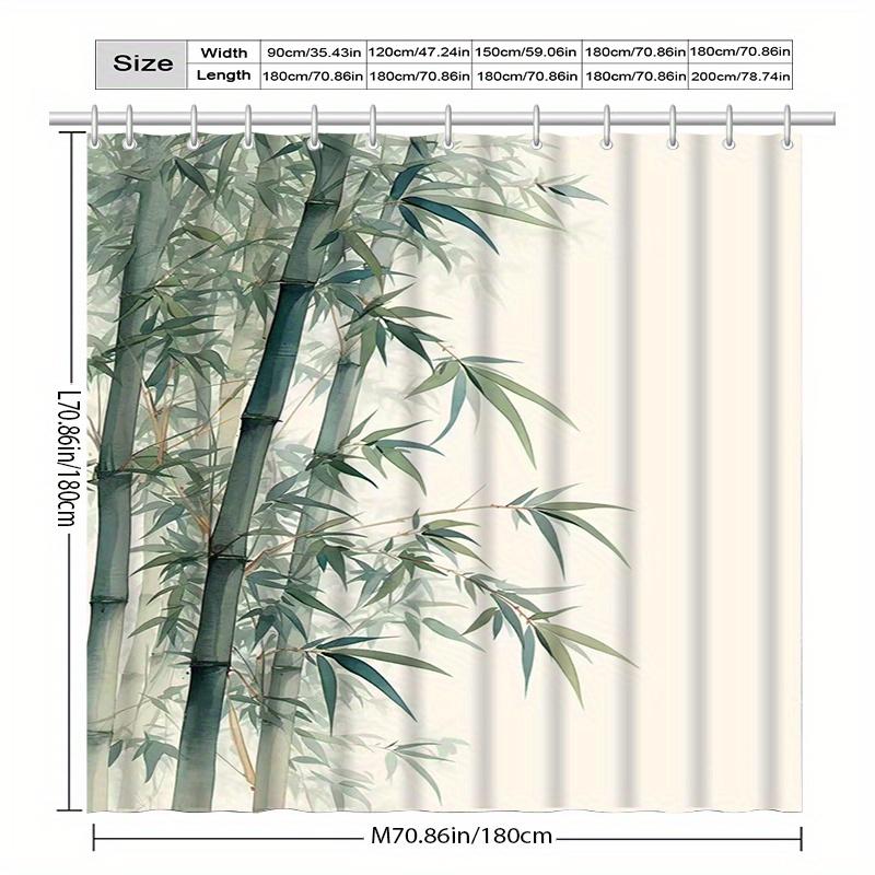 Elegant duschdraperi med bambumönster, Högkvalitativ polyester, Konstnärlig design, Tvättbar stickad väv, Inkluderar krokar, Badrumsinredning
