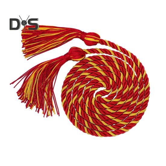 

Вешалка для почетной веревки для выпускного, толстая витая веревка с кисточкой, длина 1,7 м, цветная плотная вязка, бакалавр, магистр, почетная веревка для выпускного жёлтый/красный