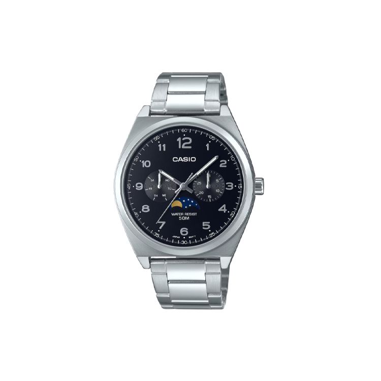 Casio Standard Series 50M Waterproof Fashion Casual Quartz Movement Stainless Steel Strap Watch Men watches Black MTP-M300D-1AV Black Dial
