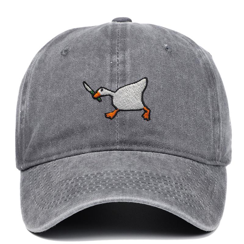 White Goose Embroidered Unisex Baseball Cap - Trendy & Versatile Adjustable серый