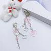 Elegant Bowknot Bead Heart Keyring Pendant Keychain Accessory Charm for Women