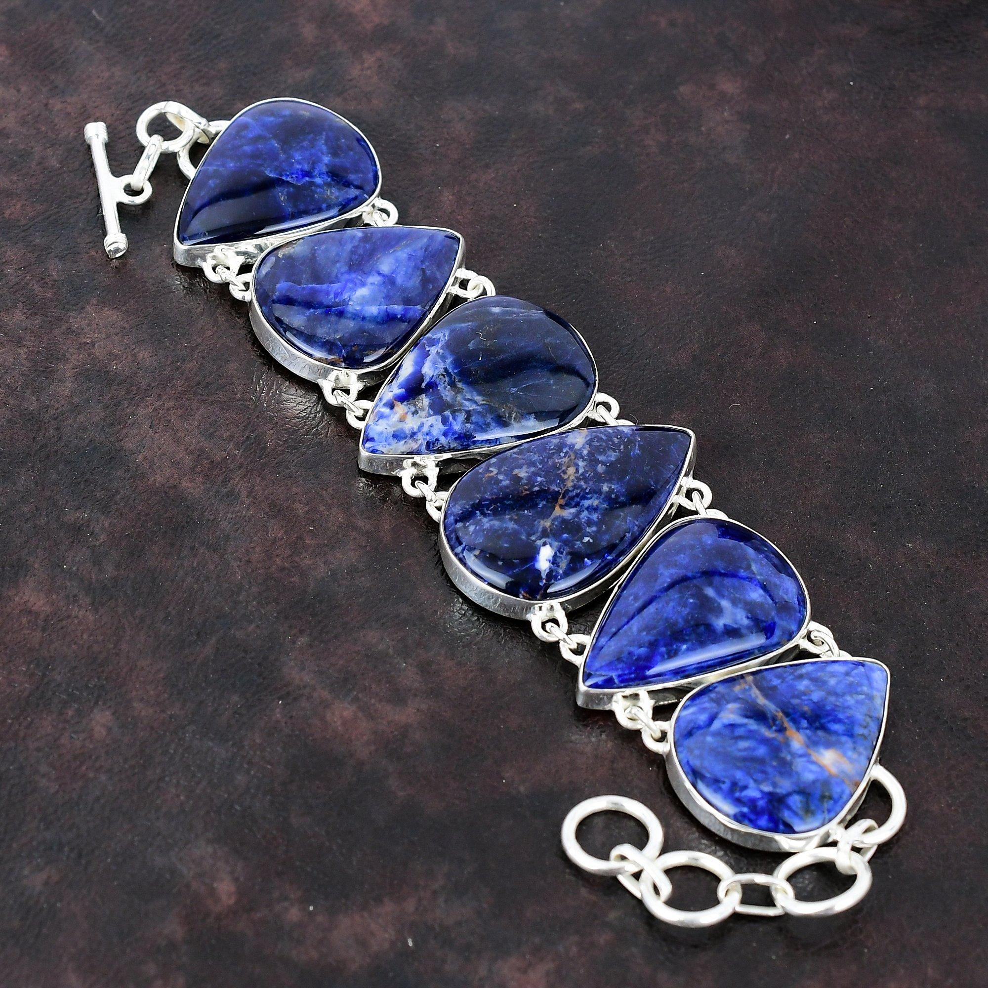 

Браслет из содалита Браслет из драгоценных камней Ювелирные изделия ручной работы Браслет из стерлингового серебра 925 пробы Регулируемый браслет-цепочка Ювелирные изделия из содалита Подарок на помолвку Adjustable