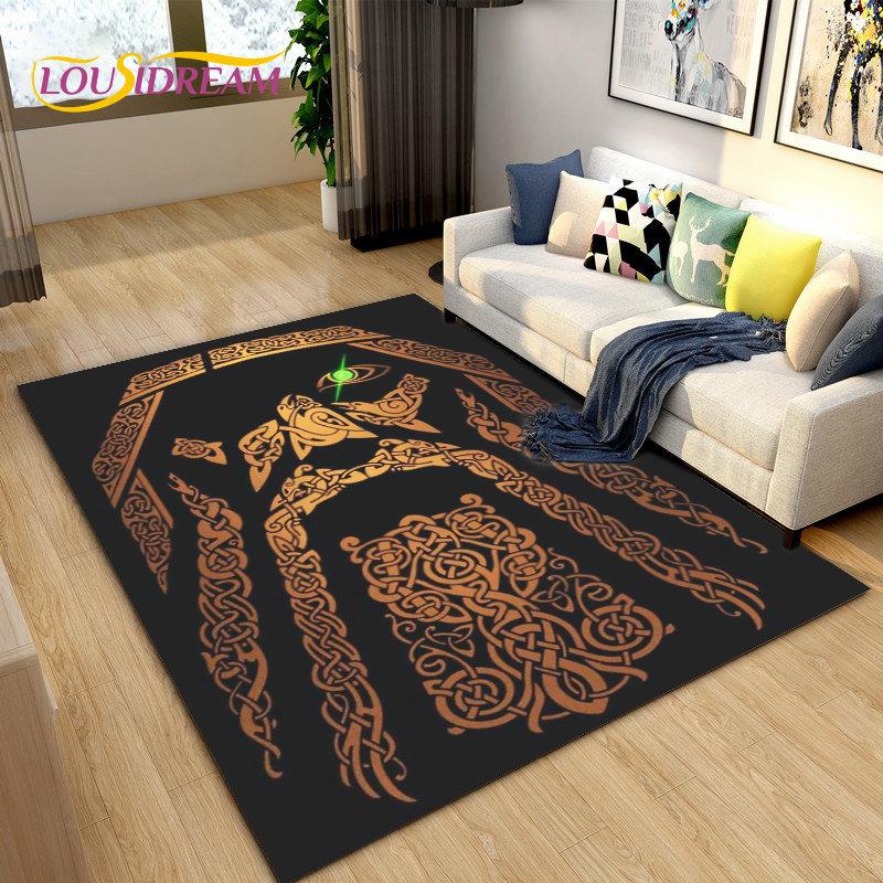 Vikings Nordic Mythology Odin Area Rug,Carpet Rug for Living Room Bedroom Sofa Doormat Decoration,Kids Play Non-slip Floor Mat