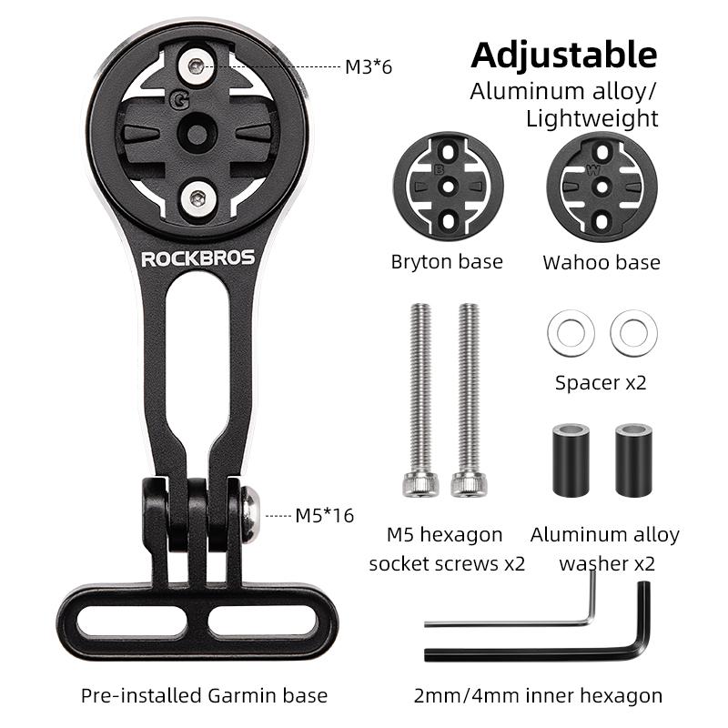 Rockbros Bike Bracket Front Light Lamp Holder Aluminum Alloy Extension Holder For Bicycle Computer Wahoo Bryton Garmin Bracket