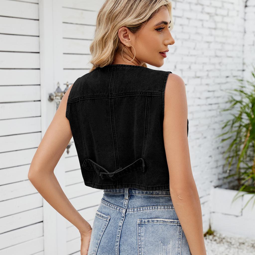 YYFS Dámská móda Ležérní Léto Jaro Jednobarevný potisk Halenky a košile bez rukávů s výstřihem do V