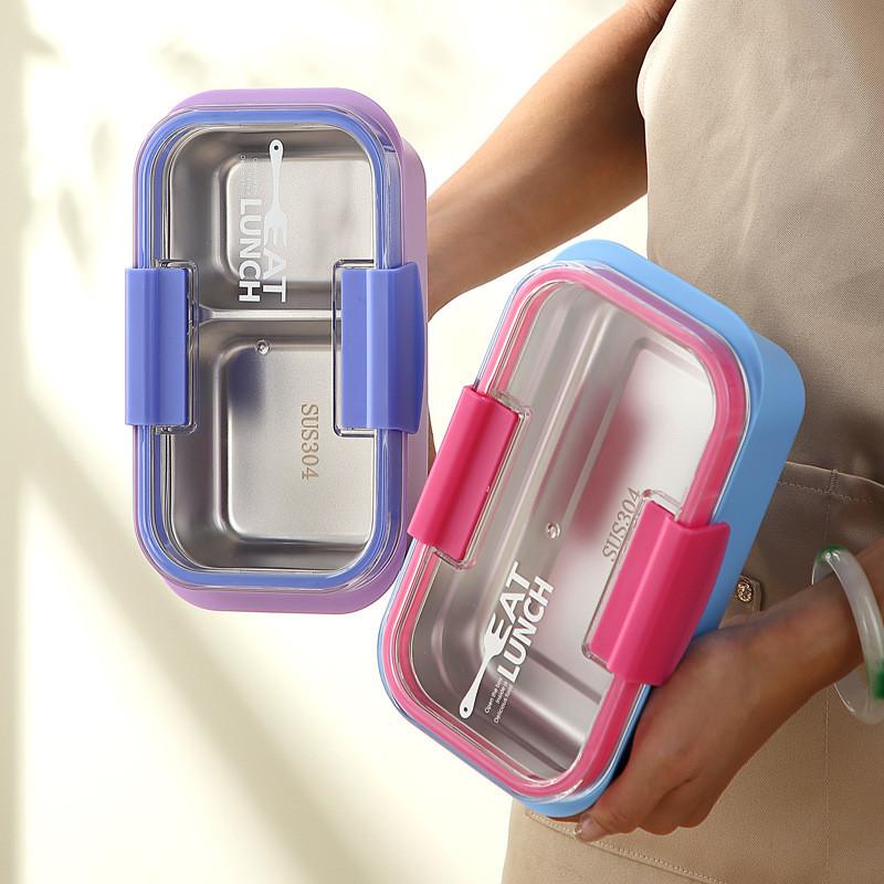 Stainless Steel Bento Box With Dividers For Office Lunch And Portable Food Storage