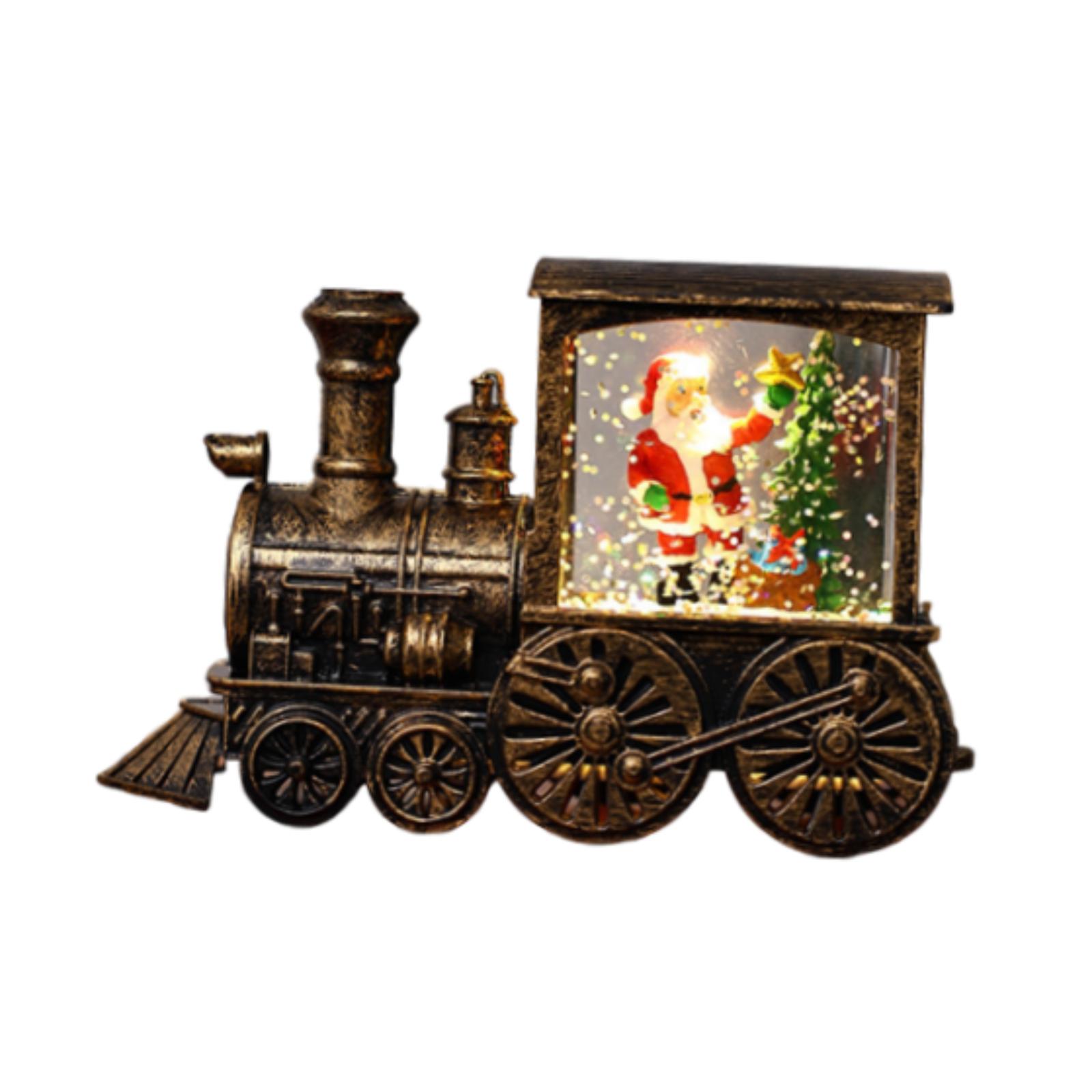 

Christmas Train Night Light Ornament Vintage Xmas Train Toy Lighted Statue For Office Table Living Room Christmas Party Gift