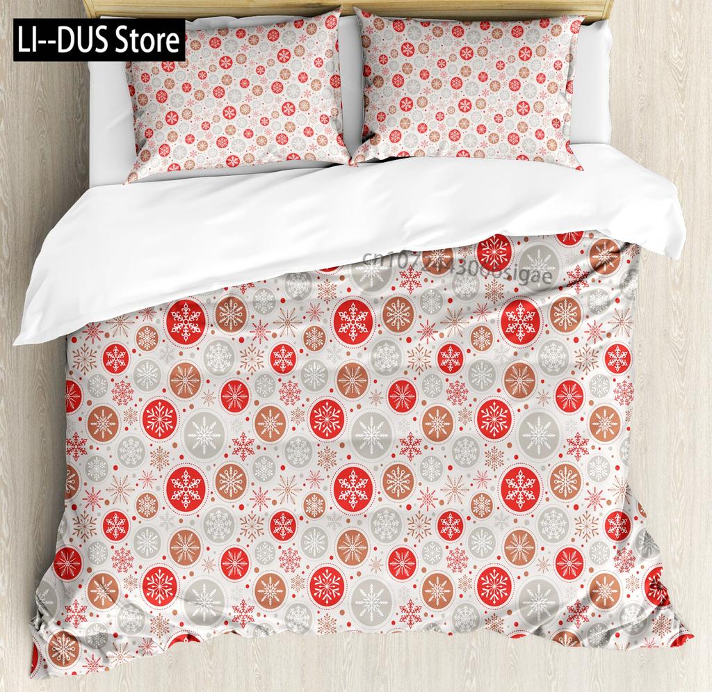 Comforter Snowflake Snow Pattern Winter Decorative 3 Piece Bedding Set With 2 Pillow Shams King Twin Size Bed Collection