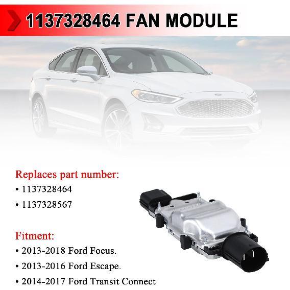 1137328464 Cooling Fan Module, Engine Cooling Fan Control Module Unit For 2013-2018 Ford Focus, Replaces # 1137328464, 1137328567