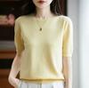 Spring Autumn Women Sweater O-Neck Cashmere Pullover Basic Short Sleeve Clothing Comfort Top Casual Solid