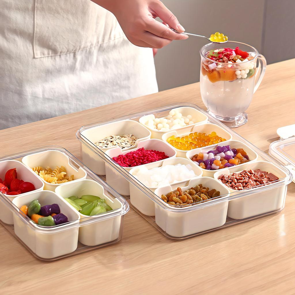 Snack Boxes with Handles for Food Serving Tray Snack Plate with Lid Fruits and Vegetables Container with 8 Small Removable Boxes