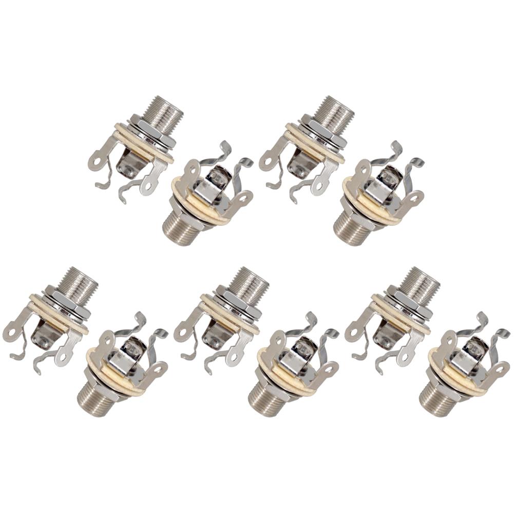 2-10PCS 1/4 Inch 6.35Mm Guitar Pickup Output Jack Socket Metal Guitar Stereo Socket Parts Guitar Mono Jack Socket for Electric G