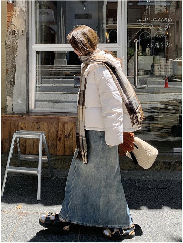 Damen Herbst- und Winterjacke Einfarbig Kapuze Kurz Locker Verdickt Winddicht Studentenjacke Damenjacke 5 Farben